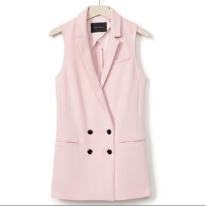 Banana Republic Double-Breasted Long Vest Blazer in Pale Pink, Size 6